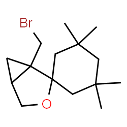 ChemSpider 2D Image | 1-(Bromomethyl)-3',3',5',5'-tetramethyl-3-oxaspiro[bicyclo[3.1.0]hexane-2,1'-cyclohexane] | C15H25BrO