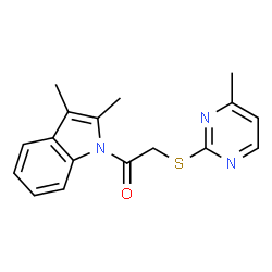 ChemSpider 2D Image | 1-(2,3-Dimethyl-indol-1-yl)-2-(4-methyl-pyrimidin-2-ylsulfanyl)-ethanone | C17H17N3OS