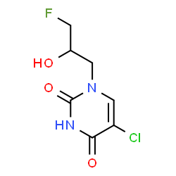 ChemSpider 2D Image | 5-Chloro-1-(3-fluoro-2-hydroxypropyl)-2,4(1H,3H)-pyrimidinedione | C7H8ClFN2O3