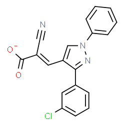 ChemSpider 2D Image | (2E)-3-[3-(3-Chlorophenyl)-1-phenyl-1H-pyrazol-4-yl]-2-cyanoacrylate | C19H11ClN3O2