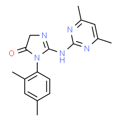 ChemSpider 2D Image | 3-(2,4-Dimethylphenyl)-2-[(4,6-dimethyl-2-pyrimidinyl)amino]-3,5-dihydro-4H-imidazol-4-one | C17H19N5O