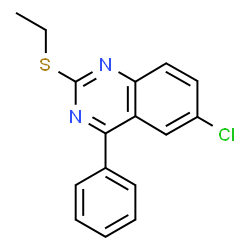 ChemSpider 2D Image | 6-Chloro-2-(ethylsulfanyl)-4-phenylquinazoline | C16H13ClN2S