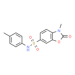ChemSpider 2D Image | 3-Methyl-2-oxo-2,3-dihydrobenzooxazole-6-sulfonic acid p-tolylamide | C15H14N2O4S