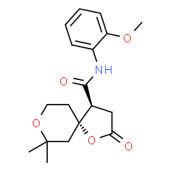 ChemSpider 2D Image | (4S,5S)-N-(2-Methoxyphenyl)-7,7-dimethyl-2-oxo-1,8-dioxaspiro[4.5]decane-4-carboxamide | C18H23NO5