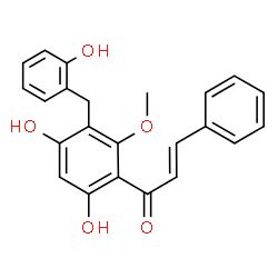 ChemSpider 2D Image | (2E)-1-[4,6-Dihydroxy-3-(2-hydroxybenzyl)-2-methoxyphenyl]-3-phenyl-2-propen-1-one | C23H20O5