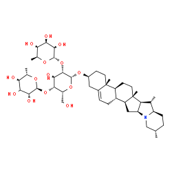 ChemSpider 2D Image | (3beta)-Solanid-5-en-3-yl (3xi)-6-deoxy-alpha-L-arabino-hexopyranosyl-(1->4)-[6-deoxy-alpha-L-talopyranosyl-(1->2)]-beta-D-talopyranoside | C45H73NO14