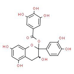 ChemSpider 2D Image | (3R)-2-(3,4-Dihydroxyphenyl)-3,5,7-trihydroxy-3,4-dihydro-2H-chromen-2-yl 3,4,5-trihydroxybenzoate | C22H18O11
