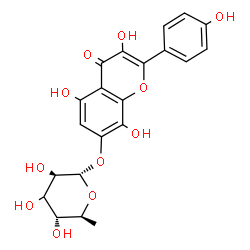 ChemSpider 2D Image | 3,5,8-Trihydroxy-2-(4-hydroxyphenyl)-4-oxo-4H-chromen-7-yl (3xi)-6-deoxy-alpha-L-arabino-hexopyranoside | C21H20O11