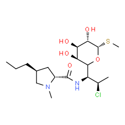 ChemSpider 2D Image | Methyl 5-[(1S,2R)-2-chloro-1-{[(4S)-1-methyl-4-propyl-D-prolyl]amino}propyl]-1-thio-beta-D-arabinopyranoside | C18H33ClN2O5S