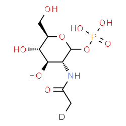ChemSpider 2D Image | 2-Deoxy-2-[(2-~2~H_1_)ethanoylamino]-1-O-phosphono-D-glucopyranose | C8H15DNO9P