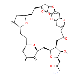ChemSpider 2D Image | (1R,3S,6R,9R,12S,14S,16S,18S,20R,21R,22R,26R,29S,31S,32R,33S,35R,36S)-20-[(2S)-3-Amino-2-hydroxypropyl]-21-methoxy-14-methyl-8,15-bis(methylene)-2,19,30,34,37,39,40,41-octaoxanonacyclo[24.9.2.1~3,32~.
1~3,33~.1~6,9~.1~12,16~.0~18,22~.0~29,36~.0~31,35~]hentetracontan-24-one | C40H59NO11