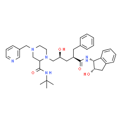 ChemSpider 2D Image | 1-[(2S,4R)-4-Benzyl-2-hydroxy-5-{[(1R,2S)-2-hydroxy-2,3-dihydro-1H-inden-1-yl]amino}-5-oxopentyl]-N-(2-methyl-2-propanyl)-4-(3-pyridinylmethyl)-2-piperazinecarboxamide (non-preferred name) | C36H47N5O4