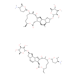 ChemSpider 2D Image | (2R,3aS,5aR,5bS,9S,14R,16aS,16bR)-13-{[(2R,5S,6R)-5-(Dimethylamino)-6-methyltetrahydro-2H-pyran-2-yl]oxy}-9-ethyl-14-methyl-7,15-dioxo-2,3,3a,5a,5b,6,7,9,10,11,12,13,14,15,16a,16b-hexadecahydro-1H-as-
indaceno[3,2-d]oxacyclododecin-2-yl 6-deoxy-2,3,4-tri-O-methyl-alpha-L-mannopyranoside - (2S,3aR,5aS,5bS,9S,14R,16aS,16bS)-13-{[(2R,5S,6R)-5-(dimethylamino)-6-methyltetrahydro-2H-pyran-2-yl]oxy}-9-eth
yl-4,14-dimethyl-7,15-dioxo-2,3,3a,5a,5b,6,7,9,10,11,12,13,14,15,16a,16b-hexadecahydro-1H-as-indaceno[3,2-d]oxacyclododecin-2-yl 6-deoxy-2,3,4-tri-O-methyl-alpha-L-mannopyranoside (1:1) | C83H132N2O20