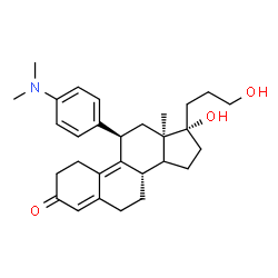 ChemSpider 2D Image | (8S,11R,13R,17S)-11-[4-(Dimethylamino)phenyl]-17-hydroxy-17-(3-hydroxypropyl)-13-methyl-1,2,6,7,8,11,12,13,14,15,16,17-dodecahydro-3H-cyclopenta[a]phenanthren-3-one (non-preferred name) | C29H39NO3