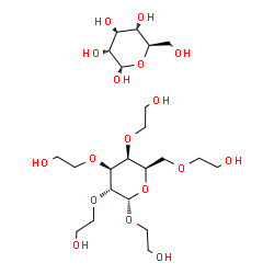 ChemSpider 2D Image | 2-Hydroxyethyl 2,3,4,6-tetrakis-O-(2-hydroxyethyl)-alpha-D-galactopyranoside - alpha-D-glucopyranose (1:1) | C22H44O17