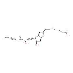 ChemSpider 2D Image | 4-({(2E)-2-[(3aS,4S,5R,6aS)-5-Hydroxy-4-[(3S,4S)-3-hydroxy-4-methyl-1,6-nonadiyn-1-yl]hexahydro-2(1H)-pentalenylidene]ethyl}oxy)butanoic acid | C24H34O5