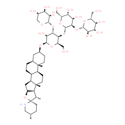 ChemSpider 2D Image | (3beta,5alpha,8alpha,25S)-Spirosolan-3-yl beta-D-gulopyranosyl-(1->2)-beta-D-galactopyranosyl-(1->4)-[alpha-L-xylopyranosyl-(1->3)]-beta-D-gulopyranoside | C50H83NO21