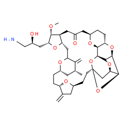 ChemSpider 2D Image | (1S,3S,6S,9S,12S,14R,18S,20R,21R,22S,26R,29S,31R,32R,33R,36S)-20-[(2S)-3-Amino-2-hydroxypropyl]-21-methoxy-14-methyl-8,15-bis(methylene)-2,19,30,34,37,39,40,41-octaoxanonacyclo[24.9.2.1~3,32~.1~3,33~.
1~6,9~.1~12,16~.0~18,22~.0~29,36~.0~31,35~]hentetracontan-24-one | C40H59NO11