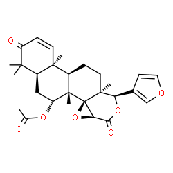 ChemSpider 2D Image | (4aR,6R,6aS,6bR,7aS,10R,10aS,12aR,12bS)-10-(3-Furyl)-4,4,6a,10a,12b-pentamethyl-3,8-dioxo-3,4,4a,5,6,6a,7a,8,10,10a,11,12,12a,12b-tetradecahydronaphtho[2,1-f]oxireno[d]isochromen-6-yl acetate | C28H34O7
