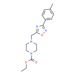 ChemSpider 2D Image | Ethyl 4-{[3-(4-methylphenyl)-1,2,4-oxadiazol-5-yl]methyl}-1-piperazinecarboxylate | C17H22N4O3