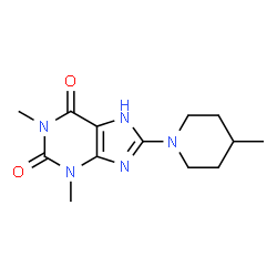 ChemSpider 2D Image | 1,3-Dimethyl-8-(4-methyl-1-piperidinyl)-3,7-dihydro-1H-purine-2,6-dione | C13H19N5O2