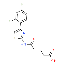 ChemSpider 2D Image | 5-{[4-(2,4-Difluorophenyl)-1,3-thiazol-2-yl]amino}-5-oxopentanoic acid | C14H12F2N2O3S
