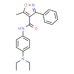 ChemSpider 2D Image | N-[4-(Diethylamino)phenyl]-5-methyl-3-phenyl-1,2-oxazole-4-carboxamide | C21H23N3O2