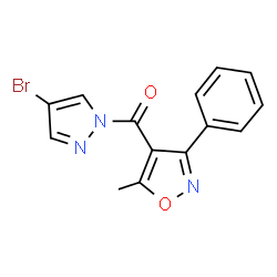 ChemSpider 2D Image | 4-[(4-bromo-1H-pyrazol-1-yl)carbonyl]-5-methyl-3-phenylisoxazole | C14H10BrN3O2