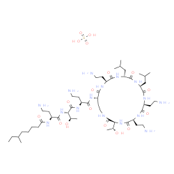 ChemSpider 2D Image | N-[(2S)-4-Amino-1-{[(2S,3R)-1-{[(2S)-4-amino-1-oxo-1-({(3S,6S,9S,12S,15R,18S,21S)-6,9,18-tris(2-aminoethyl)-3-[(1R)-1-hydroxyethyl]-12,15-diisobutyl-2,5,8,11,14,17,20-heptaoxo-1,4,7,10,13,16,19-heptaa
zacyclotricosan-21-yl}amino)-2-butanyl]amino}-3-hydroxy-1-oxo-2-butanyl]amino}-1-oxo-2-butanyl]-6-methyloctanamide sulfate (1:1) | C53H102N16O17S