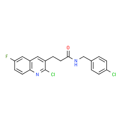ChemSpider 2D Image | N-(4-Chlorobenzyl)-3-(2-chloro-6-fluoro-3-quinolinyl)propanamide | C19H15Cl2FN2O