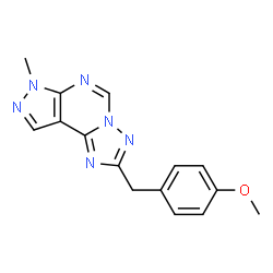ChemSpider 2D Image | 2-(4-Methoxybenzyl)-7-methyl-7H-pyrazolo[4,3-e][1,2,4]triazolo[1,5-c]pyrimidine | C15H14N6O