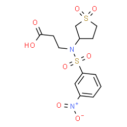 ChemSpider 2D Image | N-(1,1-Dioxidotetrahydro-3-thiophenyl)-N-[(3-nitrophenyl)sulfonyl]-beta-alanine | C13H16N2O8S2
