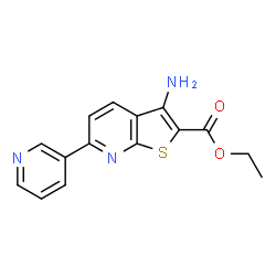 ChemSpider 2D Image | Ethyl 3-amino-6-(3-pyridinyl)thieno[2,3-b]pyridine-2-carboxylate | C15H13N3O2S