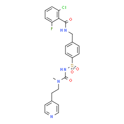 ChemSpider 2D Image | 2-Chloro-6-fluoro-N-[4-({methyl[2-(4-pyridinyl)ethyl]carbamoyl}sulfamoyl)benzyl]benzamide | C23H22ClFN4O4S