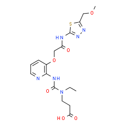 ChemSpider 2D Image | N-Ethyl-N-{[3-(2-{[5-(methoxymethyl)-1,3,4-thiadiazol-2-yl]amino}-2-oxoethoxy)-2-pyridinyl]carbamoyl}-beta-alanine | C17H22N6O6S