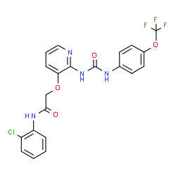 ChemSpider 2D Image | N-(2-Chlorophenyl)-2-{[2-({[4-(trifluoromethoxy)phenyl]carbamoyl}amino)-3-pyridinyl]oxy}acetamide | C21H16ClF3N4O4