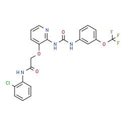 ChemSpider 2D Image | N-(2-Chlorophenyl)-2-{[2-({[3-(trifluoromethoxy)phenyl]carbamoyl}amino)-3-pyridinyl]oxy}acetamide | C21H16ClF3N4O4