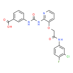 ChemSpider 2D Image | 3-{[(3-{2-[(3-Chloro-4-fluorophenyl)amino]-2-oxoethoxy}-2-pyridinyl)carbamoyl]amino}benzoic acid | C21H16ClFN4O5