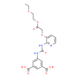 ChemSpider 2D Image | 5-[({3-[2-(2-Ethoxyethoxy)-2-oxoethoxy]-2-pyridinyl}carbamoyl)amino]isophthalic acid | C20H21N3O9