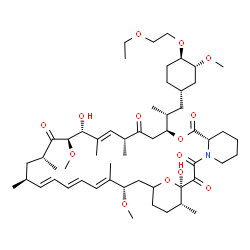 ChemSpider 2D Image | (1R,9S,12S,15R,16E,18R,19R,21R,23S,24E,26E,28E,30S,35R)-12-{(2R)-1-[(1S,3R,4R)-4-(2-Ethoxyethoxy)-3-methoxycyclohexyl]-2-propanyl}-1,18-dihydroxy-19,30-dimethoxy-15,17,21,23,29,35-hexamethyl-11,36-dio
xa-4-azatricyclo[30.3.1.0~4,9~]hexatriaconta-16,24,26,28-tetraene-2,3,10,14,20-pentone | C55H87NO14