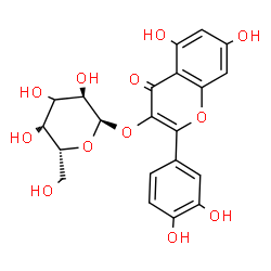 ChemSpider 2D Image | 2-(3,4-Dihydroxyphenyl)-5,7-dihydroxy-4-oxo-4H-chromen-3-yl (3xi)-alpha-D-xylo-hexopyranoside | C21H20O12