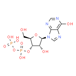 ChemSpider 2D Image | 9-{3-O-[Hydroxy(phosphonooxy)phosphoryl]-beta-D-ribofuranosyl}-9H-purin-6-ol | C10H14N4O11P2