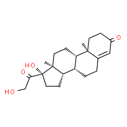 ChemSpider 2D Image | (8alpha,17alpha)-17,21-Dihydroxypregn-4-ene-3,20-dione | C21H30O4