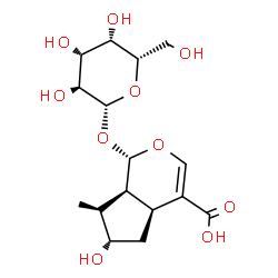 ChemSpider 2D Image | (1S,4aS,6S,7S,7aS)-1-(beta-L-Galactopyranosyloxy)-6-hydroxy-7-methyl-1,4a,5,6,7,7a-hexahydrocyclopenta[c]pyran-4-carboxylic acid | C16H24O10
