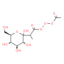 ChemSpider 2D Image | 1-C-[1-(Acetyltrioxidanyl)-1-oxo-2-propanyl]-D-glucopyranose | C11H18O11
