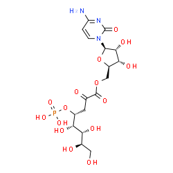 ChemSpider 2D Image | 5'-O-[(4R,5S,6R,7R)-5,6,7,8-Tetrahydroxy-2-oxo-4-(phosphonooxy)octanoyl]cytidine | C17H26N3O15P