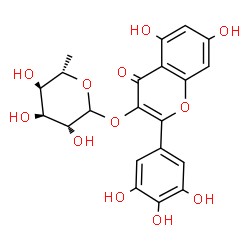 ChemSpider 2D Image | 5,7-Dihydroxy-4-oxo-2-(3,4,5-trihydroxyphenyl)-4H-chromen-3-yl 6-deoxy-L-altropyranoside | C21H20O12
