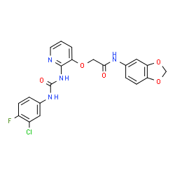 ChemSpider 2D Image | N-(1,3-Benzodioxol-5-yl)-2-[(2-{[(3-chloro-4-fluorophenyl)carbamoyl]amino}-3-pyridinyl)oxy]acetamide | C21H16ClFN4O5
