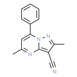 ChemSpider 2D Image | 2,5-Dimethyl-7-phenylpyrazolo[1,5-a]pyrimidine-3-carbonitrile | C15H12N4