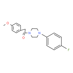 ChemSpider 2D Image | 1-[4-(4-Fluorophenyl)-1-piperazinyl]-2-(4-methoxyphenyl)ethanone | C19H21FN2O2
